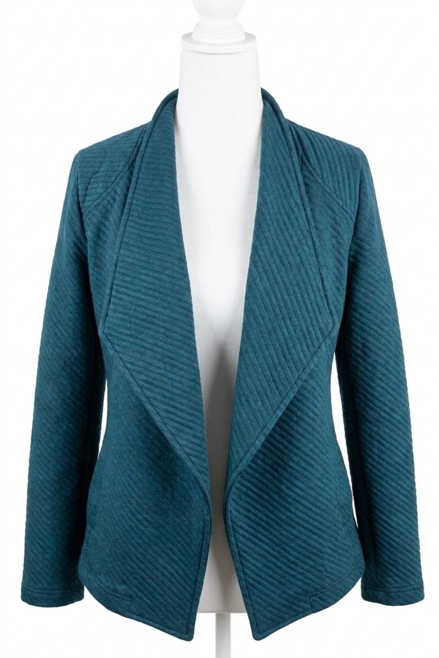 NEW SKIES ARE BLUE women's open front long sleeve knit cardigan in teal